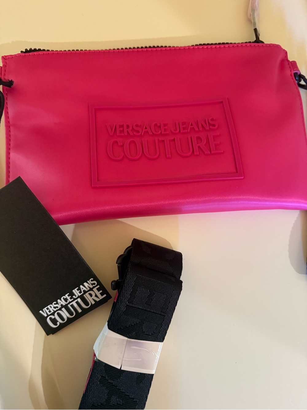 Versace Jeans Couture Gummy Logo Fuchsia Crossbody Bag – New With Tags